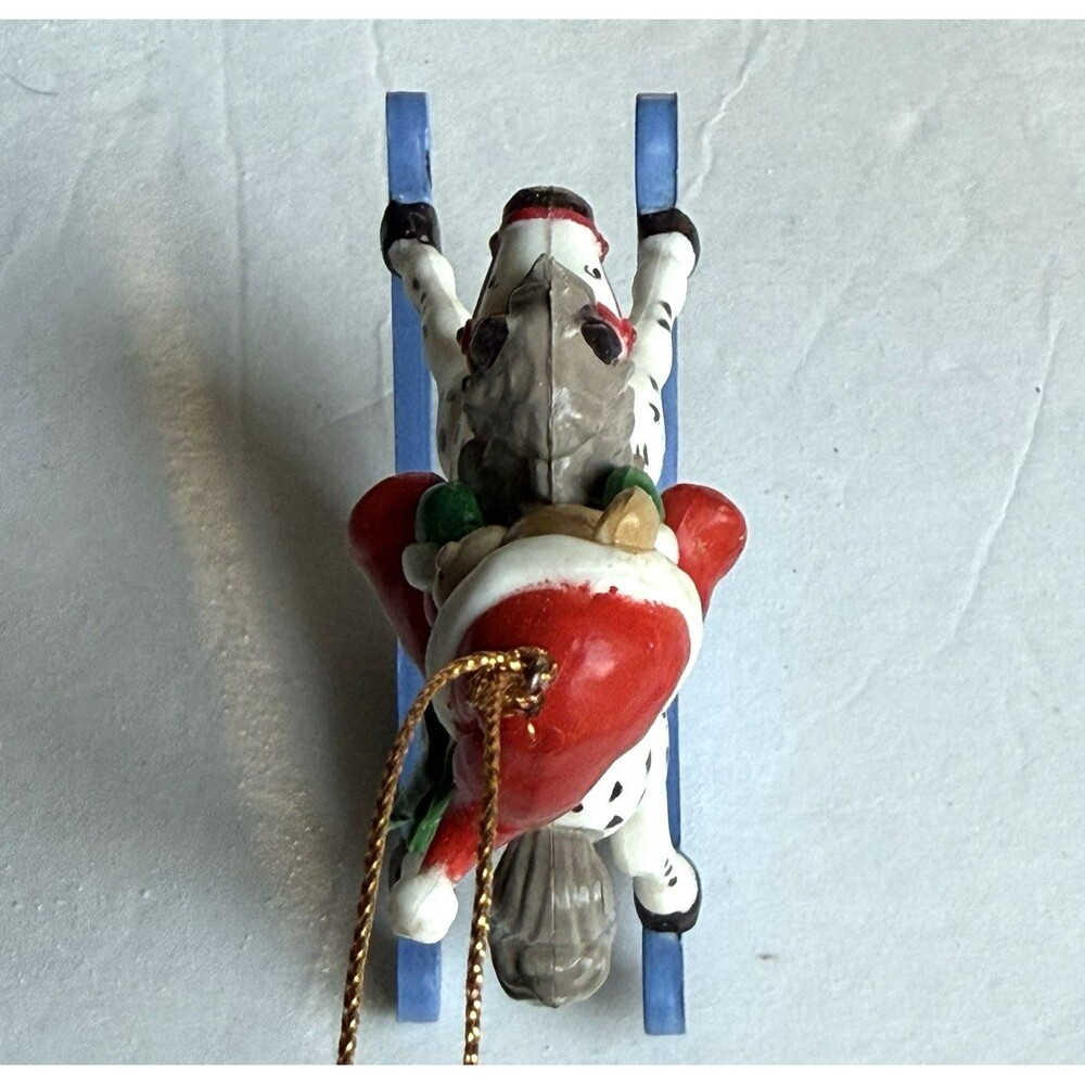 Vintage Plastic Rocking Horse with Teddy Bear Ornament Spotted Horse Christmas - Picture 4 of 5